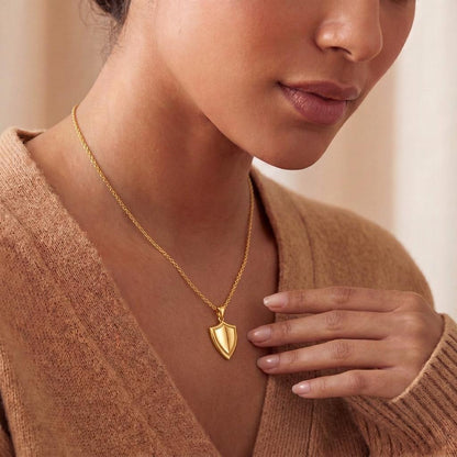 Guardian Shield Necklace | 925 Sterling Silver Jewelry | Symbol of Strength & Protection | Meaningful Gift for Loved Ones