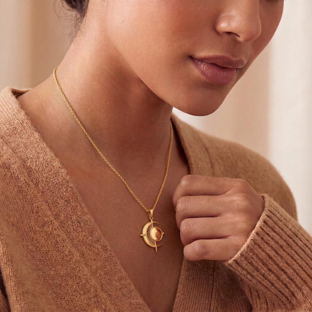 Lunar Eclipse Necklace | 925 Sterling Silver | Celestial Theme Jewelry | Thoughtful Gift for Her