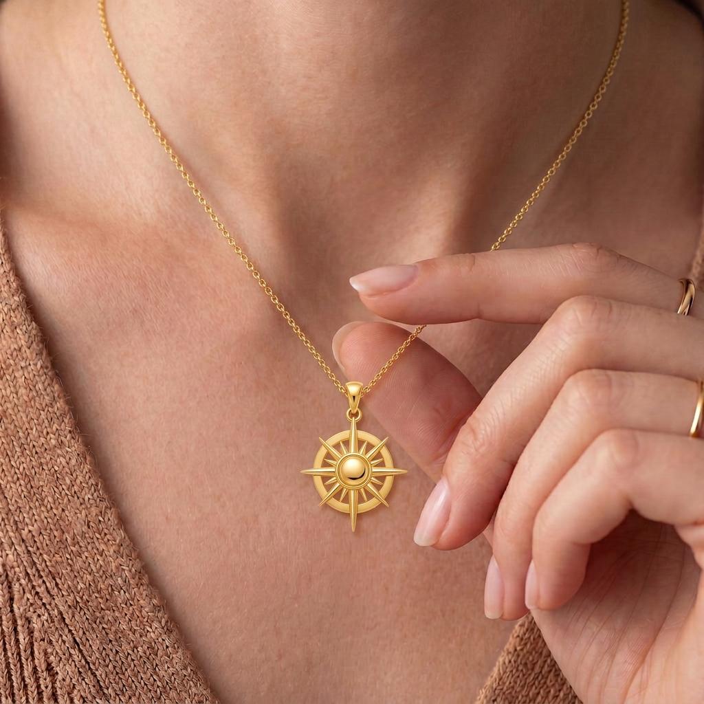 Solar Halo Pendant | 925 Sterling Silver | Celestial Sunburst Style | Inspirational Keepsake Gift