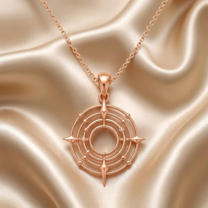 Cosmic Portal Necklace | 925 Sterling Silver | Celestial Compass Design | Inspirational Guidance Gift