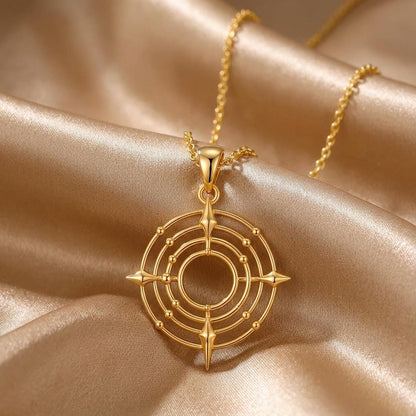 Cosmic Portal Necklace | 925 Sterling Silver | Celestial Compass Design | Inspirational Guidance Gift