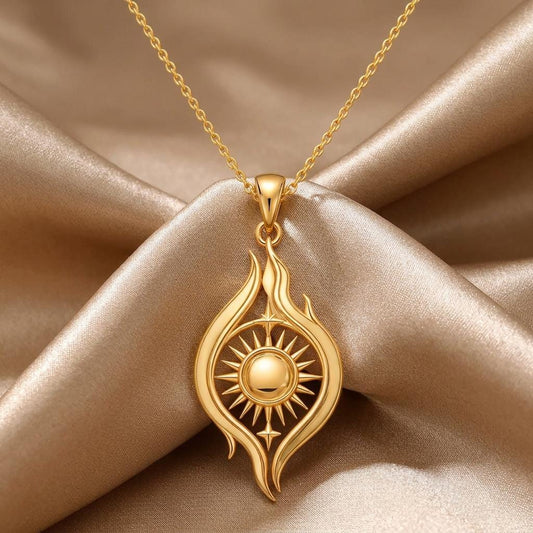 Astral Flame Pendant | 925 Sterling Silver | Celestial Sun Flame Design | Meaningful Empowerment Gift