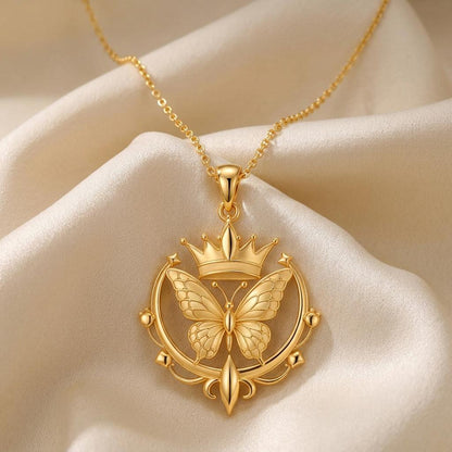 Butterfly Crown Pendant | 925 Sterling Silver for Women | Whimsical Regal Charm | Birthday Anniversary Gift