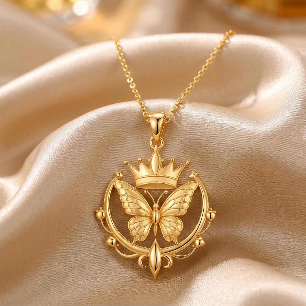 Butterfly Crown Pendant | 925 Sterling Silver for Women | Whimsical Regal Charm | Birthday Anniversary Gift
