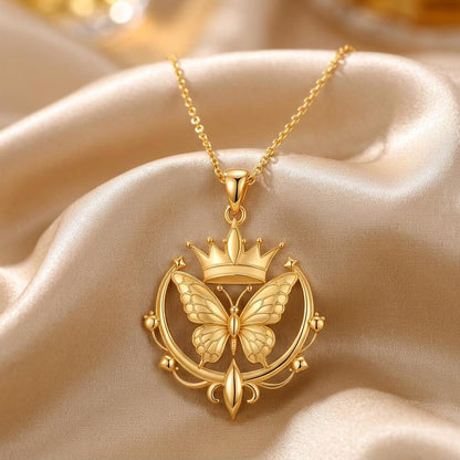 Butterfly Crown Pendant | 925 Sterling Silver for Women | Whimsical Regal Charm | Birthday Anniversary Gift