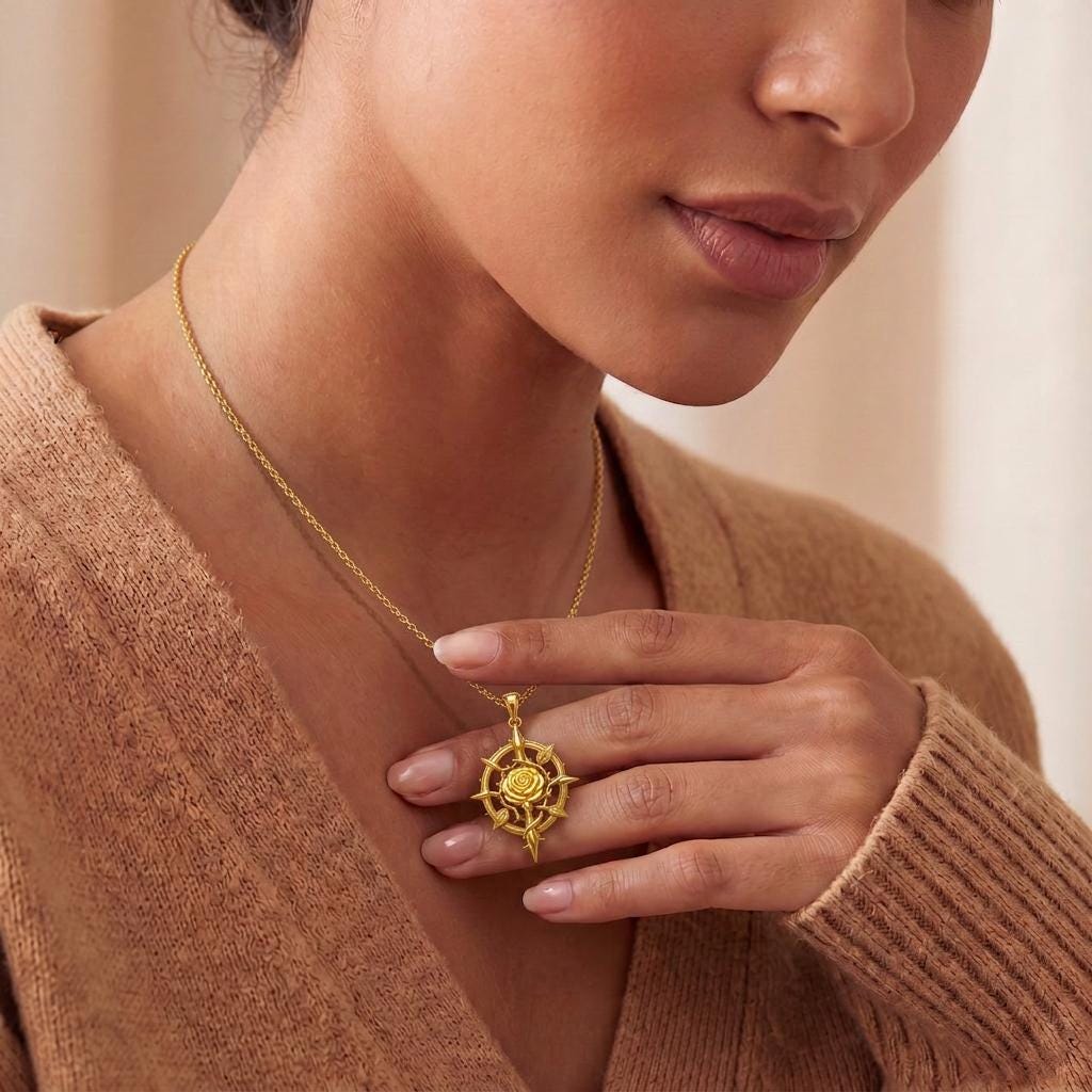 Rose Thorn Pendant | 925 Sterling Silver | Symbolic Floral Design | Meaningful Love Gift