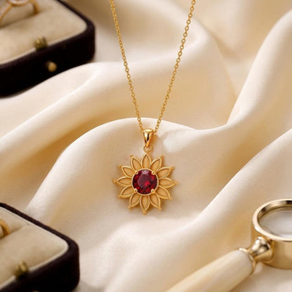 Solar Bloom Necklace | 925 Sterling Silver | Sunflower Floral Design | Meaningful Gift for Her