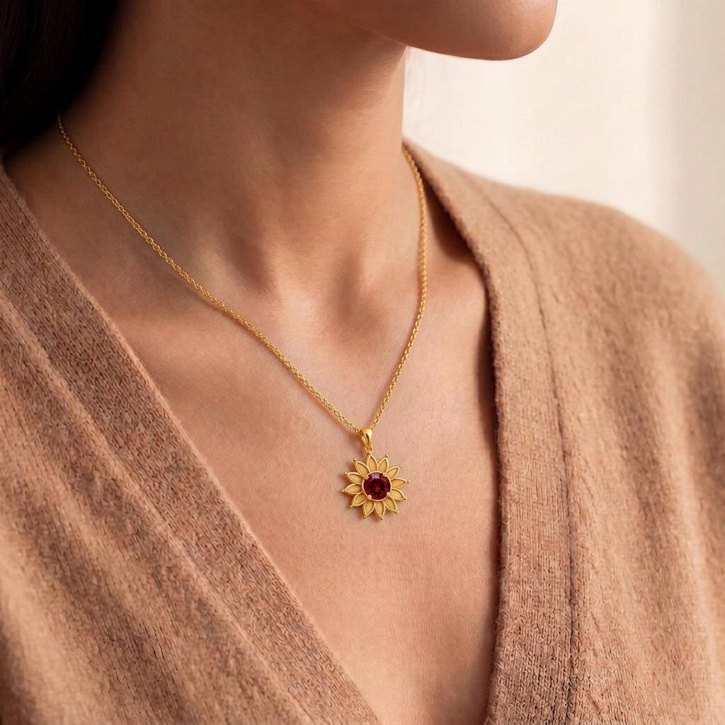 Solar Bloom Necklace | 925 Sterling Silver | Sunflower Floral Design | Meaningful Gift for Her