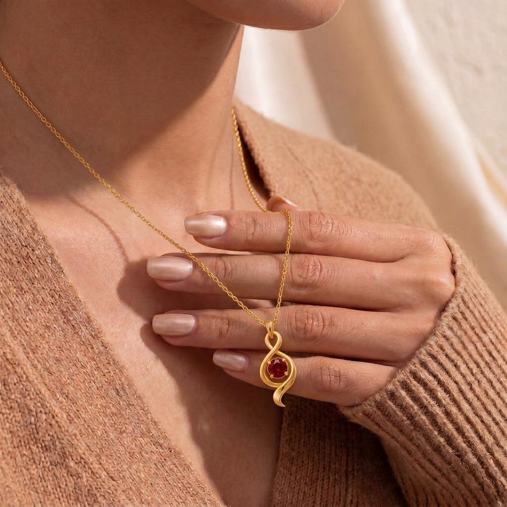 Ribbon Stone Necklace | 925 Sterling Silver | Elegant Swirl Design | Thoughtful Special Occasion