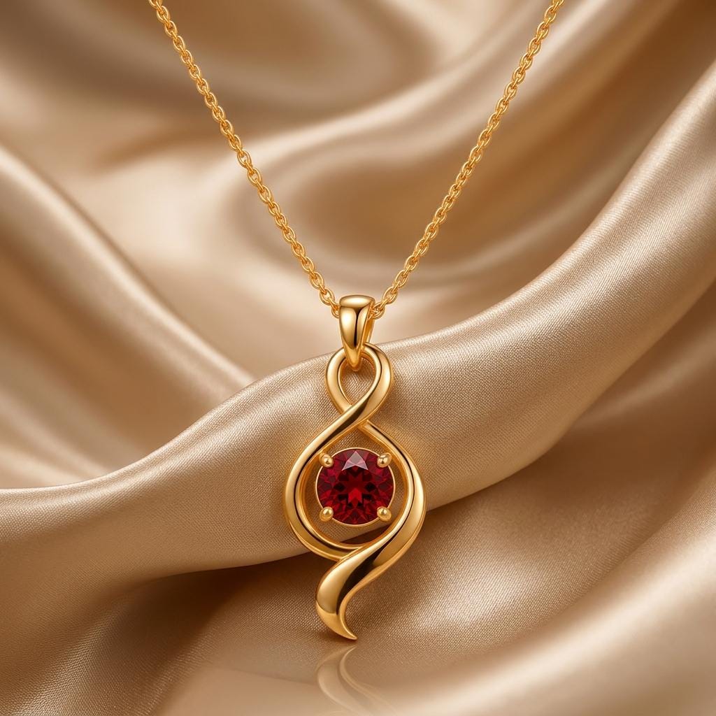 Ribbon Stone Necklace | 925 Sterling Silver | Elegant Swirl Design | Thoughtful Special Occasion