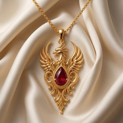 Phoenix Tear Necklace | 925 Sterling Silver | Mythological Rebirth Theme | Empowerment Gift for Her