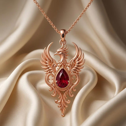 Phoenix Tear Necklace | 925 Sterling Silver | Mythological Rebirth Theme | Empowerment Gift for Her