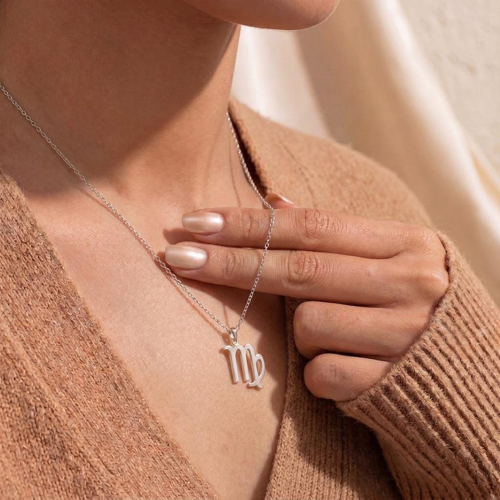 Virgo Necklace: Minimalist Astrology Pendant | 925 Sterling Silver | Zodiac Symbolism | Birthday Gift for Her