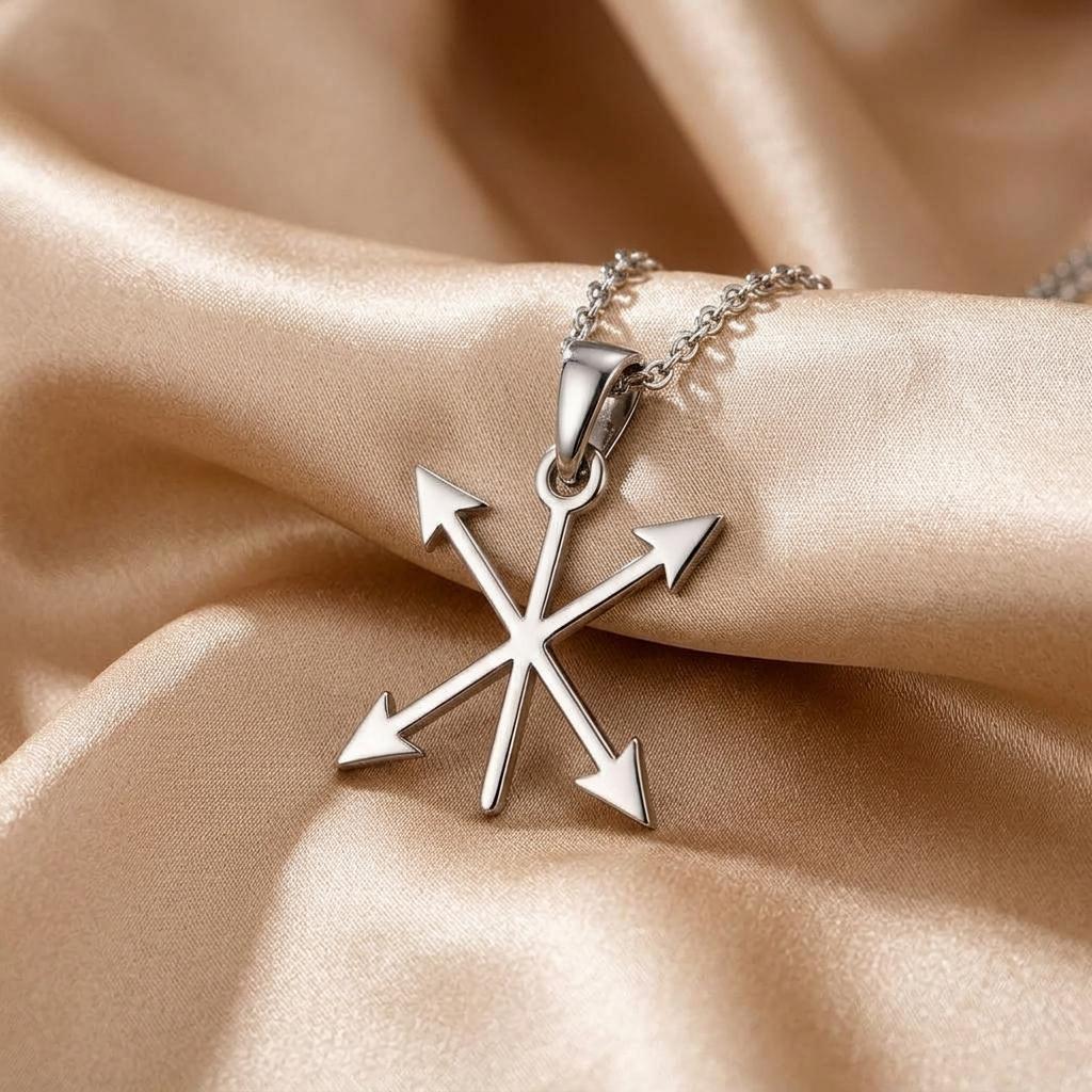 Crossed Arrows Necklace, | Sterling Silver | Symbolic Directional Design | Guidance & Friendship Gift