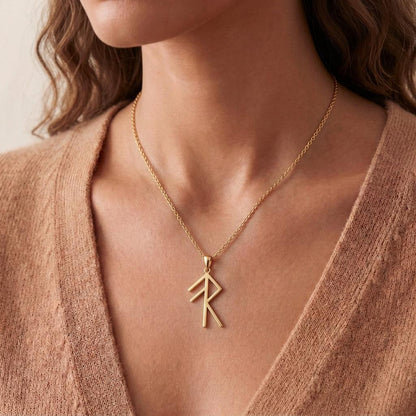 Viking Energy Bind Rune Necklace | 925 Sterling Silver ,Gold Plated | Norse Mythology Amulet | Empowerment & Protection Gift