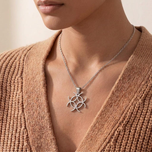 Silver Circle Knot Necklace, Silver Solar Mandala Pendant | 925 Sterling Silver | Symbolic Geometric Design | Meaningful Gift for Her