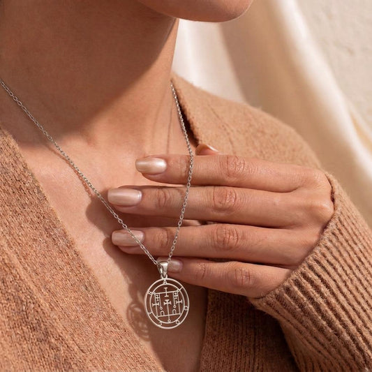 Alloces Seal Pendant, | 925 Sterling Silver | Esoteric Grimoire Talisman | Symbolic Wisdom Protection Gift