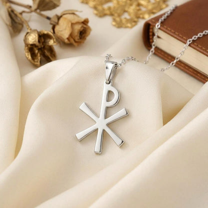 Chi Rho Silver Necklace, Ancient Christian Symbol Jewelry, Handmade 925 Sterling Silver Pendant | Meaningful Spiritual Gift