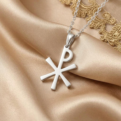Chi Rho Silver Necklace, Ancient Christian Symbol Jewelry, Handmade 925 Sterling Silver Pendant | Meaningful Spiritual Gift