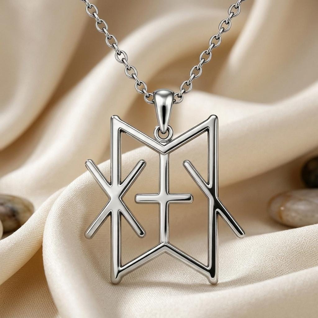 Viking Vital Energy Bind Rune Necklace | 925 Sterling Silver | Norse Runic Symbolism | Empowerment & Vitality Gift