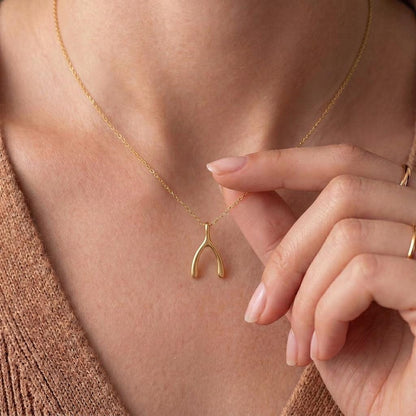 Wishbone Necklace | 925 Sterling Silver | Minimal Lucky Symbol | Good Luck Gift