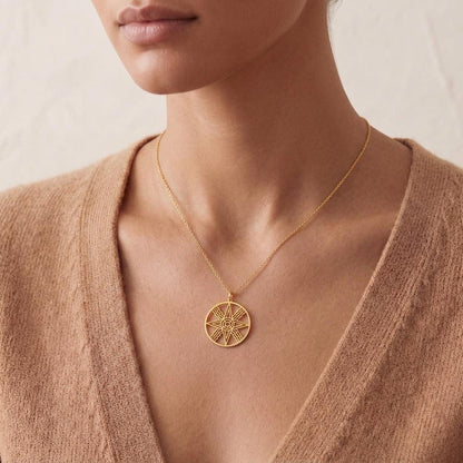 Sumerian Sun Pendant | Sterling Silver Necklace | Ancient Solar Symbol | Meaningful Spiritual Gift