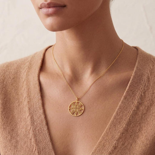 Sumerian Sun Pendant | Sterling Silver Necklace | Ancient Solar Symbol | Meaningful Spiritual Gift