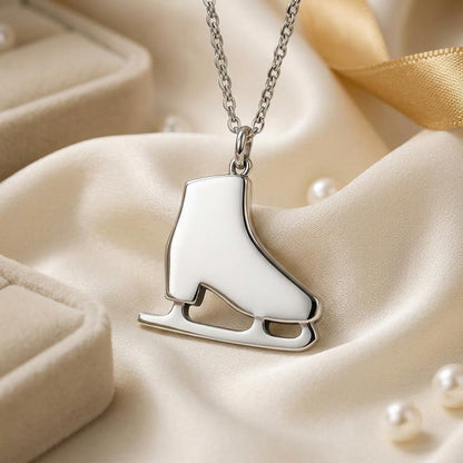Ice Skate Silver Necklace, Figure Skating Jewelry for Athletes, Handmade 925 Sterling Silver Pendant