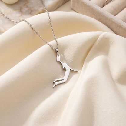 Female Basketball Player Necklace | 925 Sterling Silver Jewelry | Sports Silhouette Pendant | Gift for Basketball Lovers
