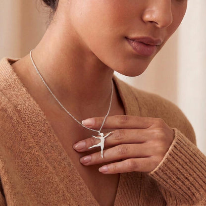 Ballet Dancer Necklace | 925 Sterling Silver Jewelry | Graceful Dance Silhouette Pendant | Elegant Gift for Dancers