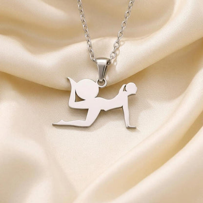Yoga Pose Silver Necklace, Flexibility and Balance Jewelry, Handmade 925 Sterling Silver Pendant