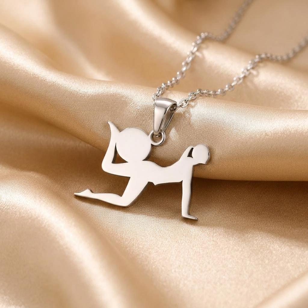 Yoga Pose Silver Necklace, Flexibility and Balance Jewelry, Handmade 925 Sterling Silver Pendant