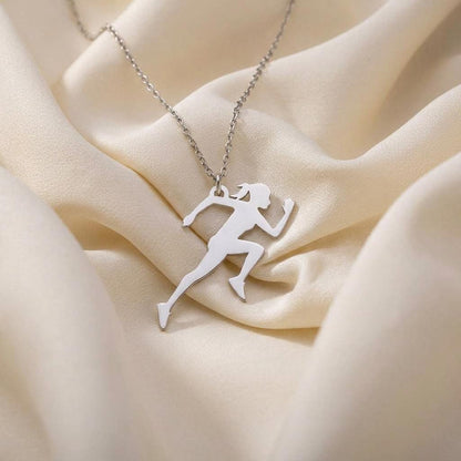 Running Woman Necklace | 925 Sterling Silver Jewelry | Athletic & Motivation Style | Gift for Runners