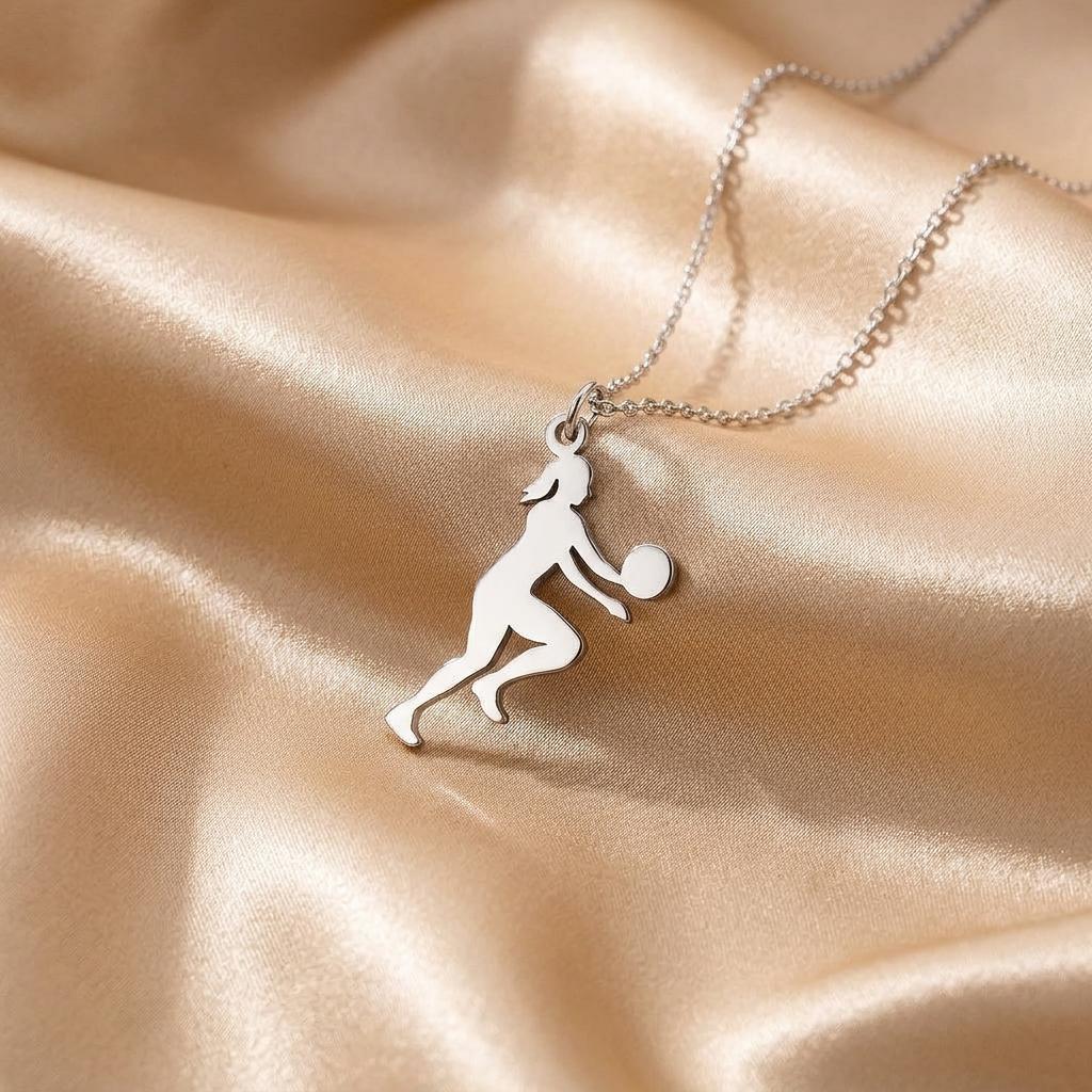 Volleyball Player Necklace | 925 Sterling Silver Women Jewelry | Sport Athlete Silhouette Pendant | Gift for Volleyball Lovers