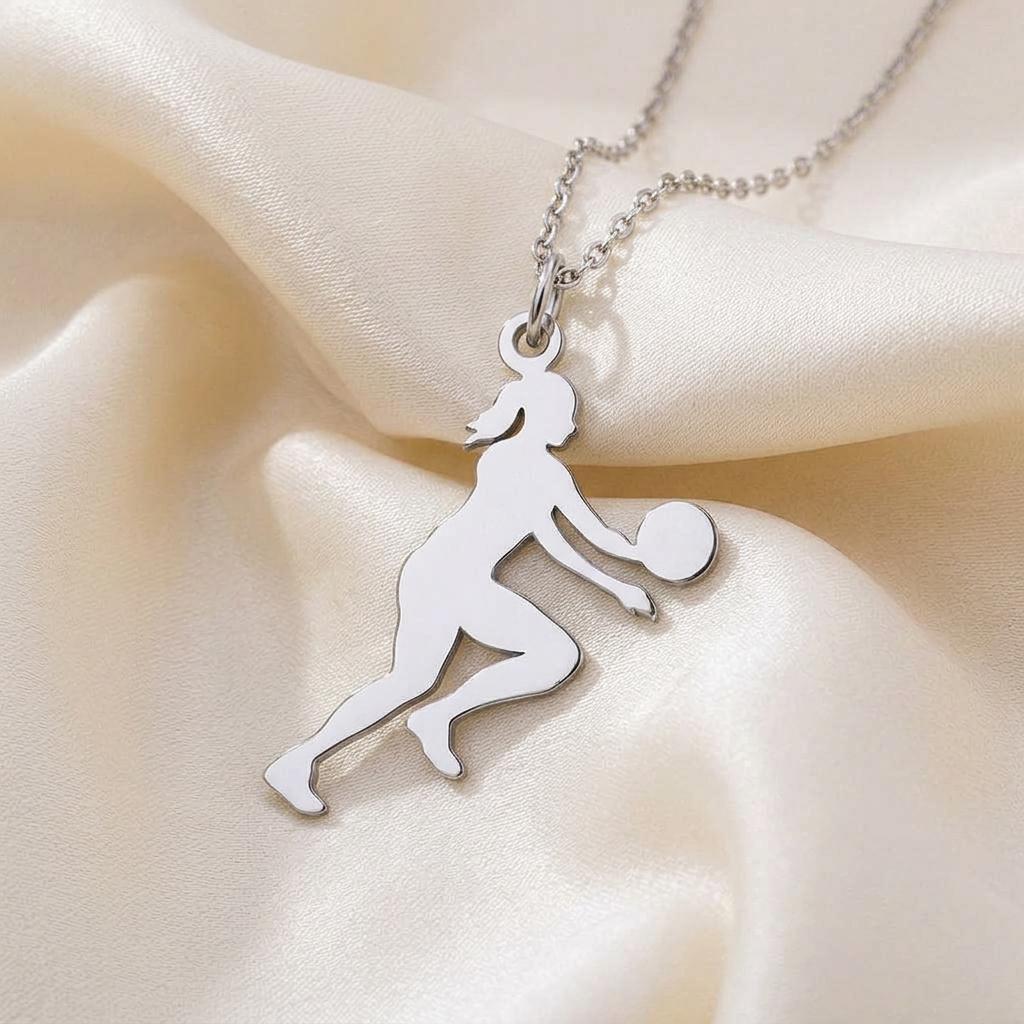 Volleyball Player Necklace | 925 Sterling Silver Women Jewelry | Sport Athlete Silhouette Pendant | Gift for Volleyball Lovers
