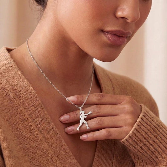 Female Boxer Necklace | 925 Sterling Silver Jewelry | Fighter Spirit Pendant | Empowering Gift for Women