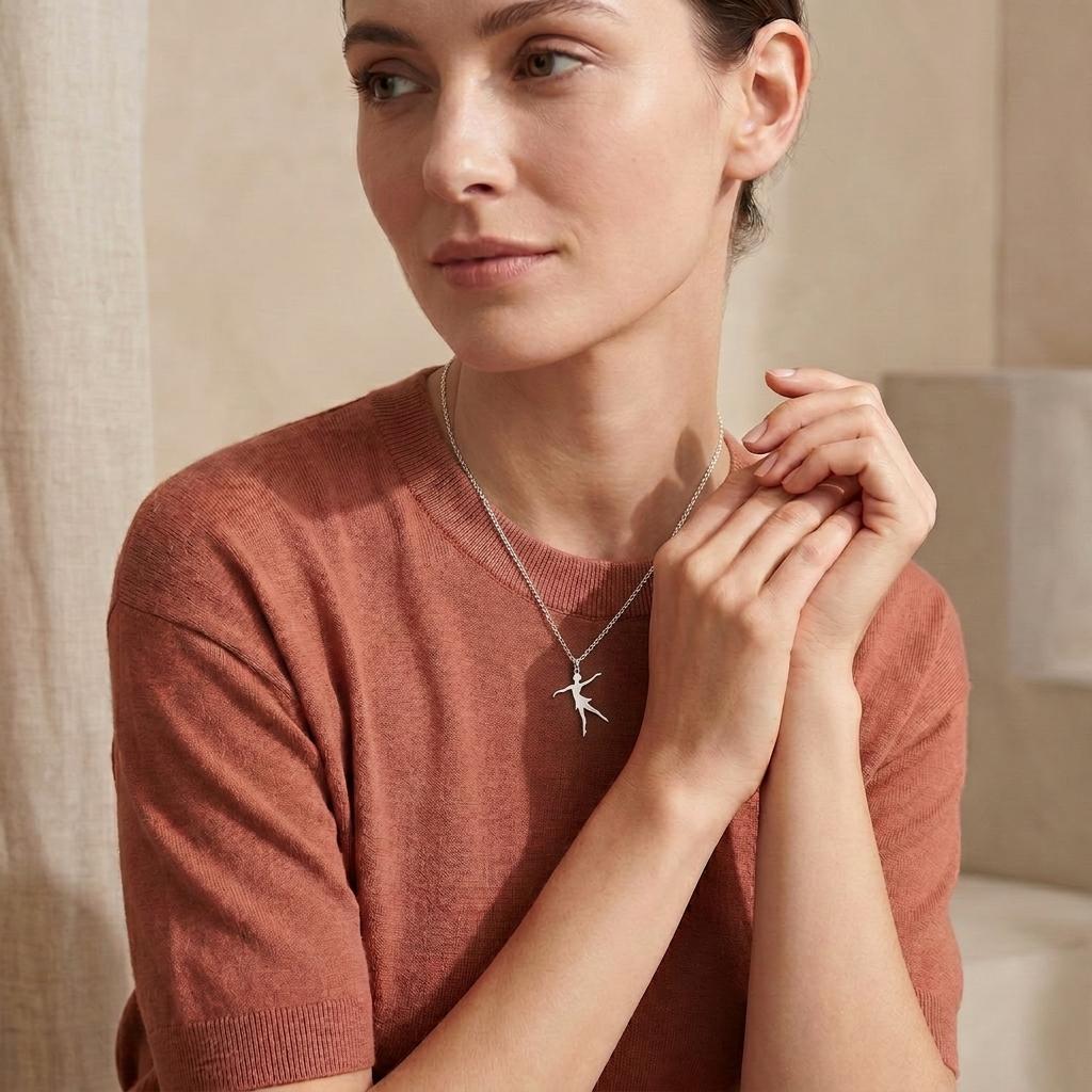 Ballet Dancer Necklace | 925 Sterling Silver Jewelry | Elegant Ballerina Silhouette | Meaningful Gift for Dancers