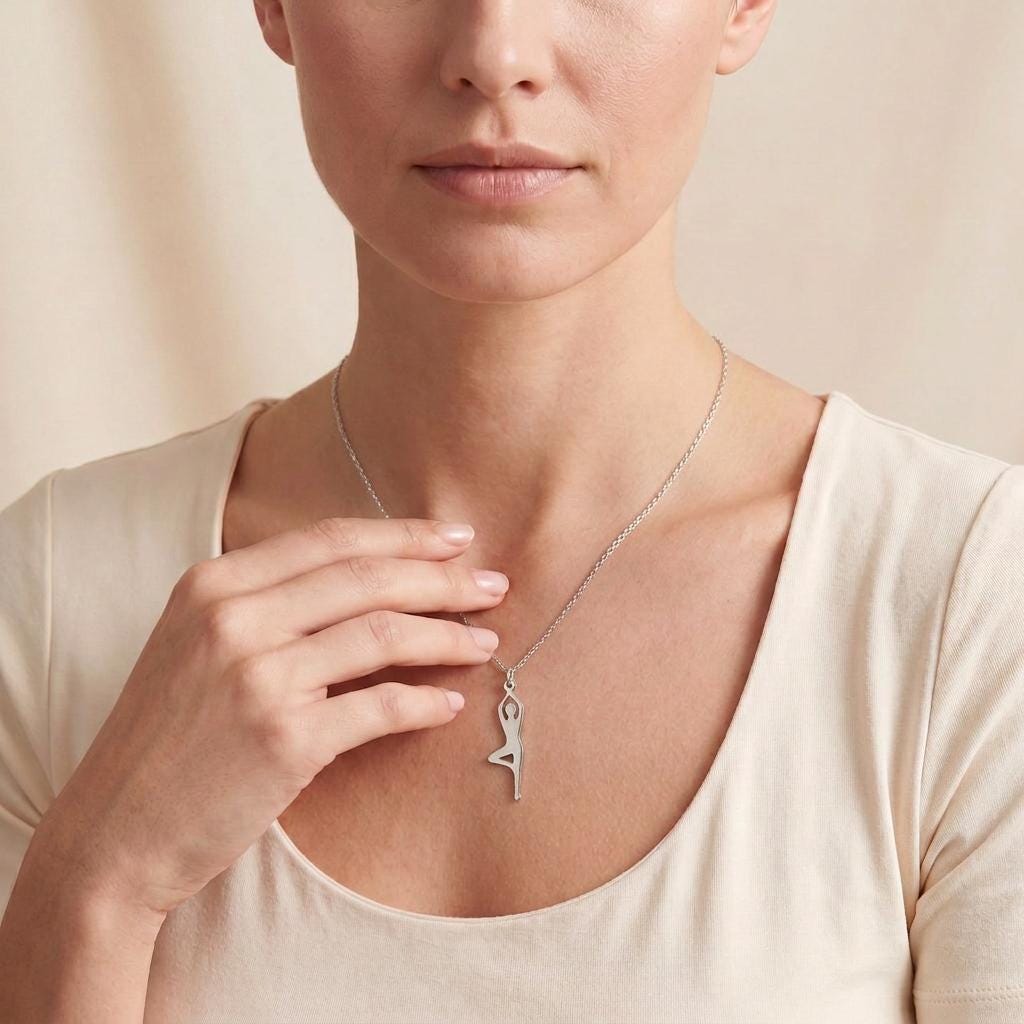 Yoga Pose Necklace | 925 Sterling Silver Jewelry | Mindfulness & Balance Symbol | Gift for Yoga Lovers