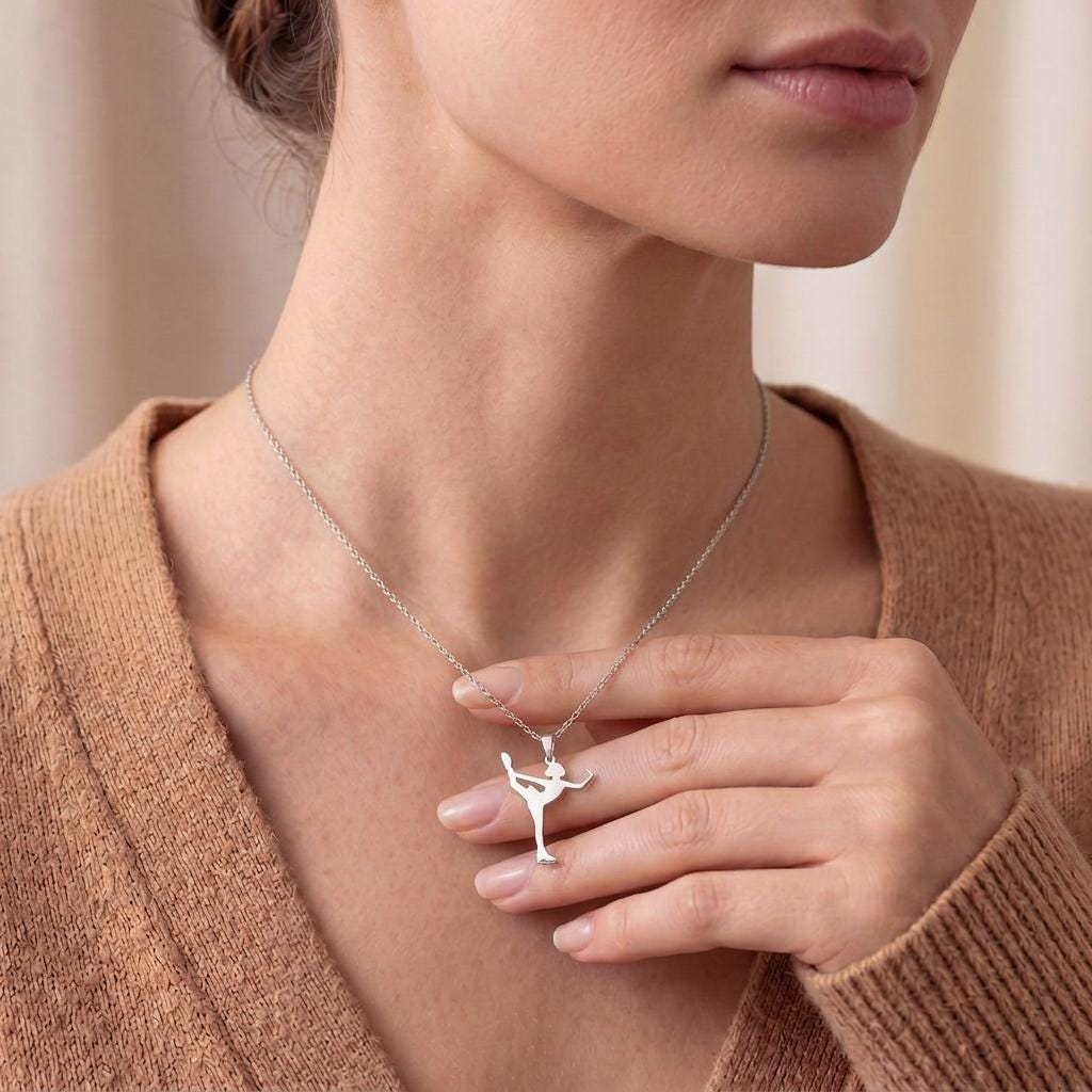 Figure Skater Necklace | 925 Sterling Silver Jewelry | Grace & Motion Pendant | Gift for Dancer or Athlete