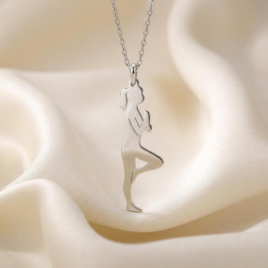 Yoga Woman Necklace | 925 Sterling Silver Jewelry | Mindfulness & Balance Pendant | Spiritual Gift for Yoga Lovers