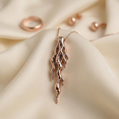 Molten Vein Pendant | 925 Sterling Silver | Organic Sculptural Design | Unique Statement Gift
