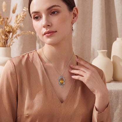 Elven Birthstone Necklace | 925 Sterling Silver Jewelry | Marquise Gem Fantasy Design | Magical Gift for Her