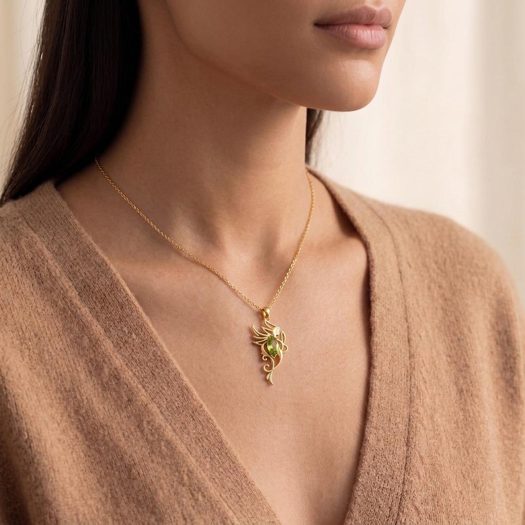 Winged Elf Necklace | 925 Sterling Silver Women | Fantasy Fairy Jewelry | August Birthstone Gift