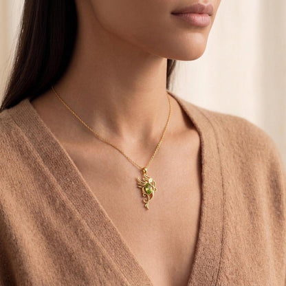 Winged Elf Necklace | 925 Sterling Silver Women | Fantasy Fairy Jewelry | August Birthstone Gift