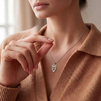 Owl Pendant Necklace | 925 Sterling Silver for Nature Lovers | Minimalist Woodland Style | Meaningful Gift for Her
