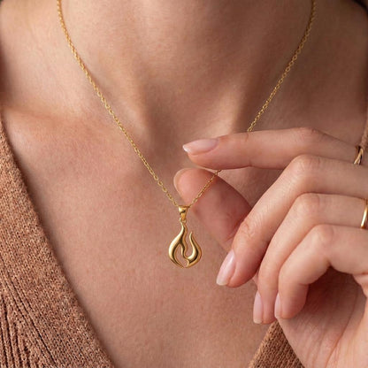 Flame Energy Symbol Necklace | 925 Sterling Silver | Spiritual Minimal Design | Transformational Gift