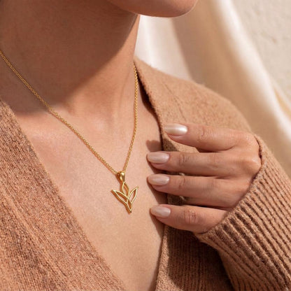 Handmade Gold Elf Necklace | 18K Gold Plated 925 Sterling Silver Women’s Jewelry | Elven Fantasy Pendant | Nature Inspired Gift