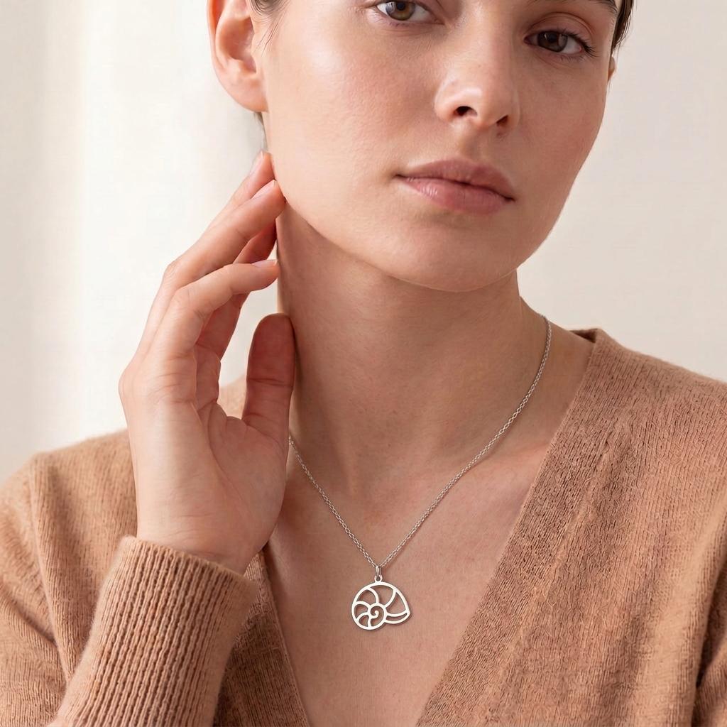 Nautilus Shell Necklace | 925 Sterling Silver Jewelry | Ocean Spiral Symbol | Meaningful Gift for Her