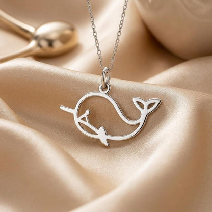 Whale Outline Necklace | 925 Sterling Silver Jewelry | Minimal Ocean Style | Meaningful Gift for Sea Lovers