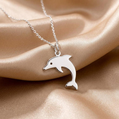 Dolphin Pendant Necklace | 925 Sterling Silver Jewelry | Ocean Spirit Minimal Style | Meaningful Gift for Animal Lovers